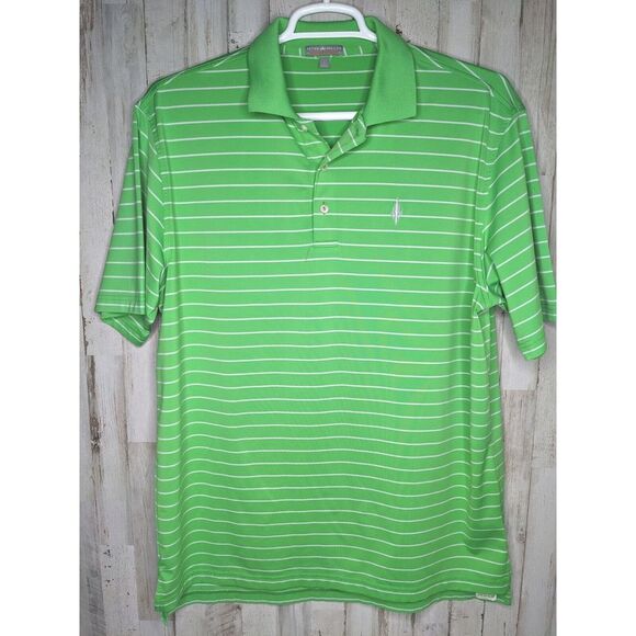 Peter Millar Summer Comfort‎ Mens Large Green White Performance Golf Polo - Picture 1 of 9